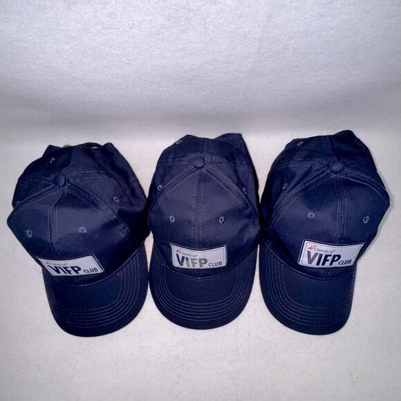 Lot of 3 Carnival Cruise Lines VIFP Caps Adjustable Hats Navy Blue OSFA - Picture 2 of 7